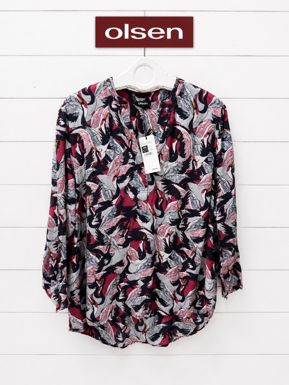 OLSEN Printed Blouse with Crane Pattern – NWT – Size US 14